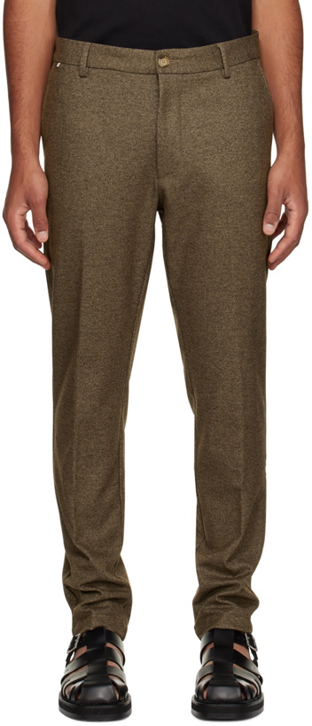 Photo: BOSS Brown Regular-Fit Trousers