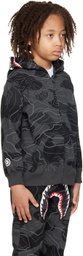 BAPE Kids Gray Layered Line Camo Shark Hoodie