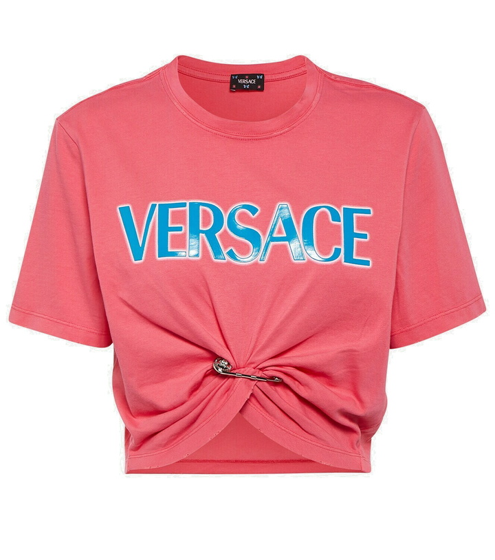 Photo: Versace Logo cotton cropped top
