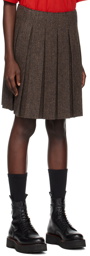 We11done Brown Pleated Midi Skirt