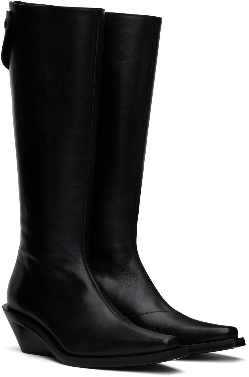 Ann Demeulemeester Black Auke Pointy Medium Heel Tall Boots Ann
