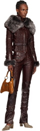 KNWLS Brown Smocked Leather Jacket