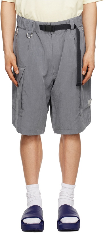 Photo: Y-3 Gray Crinkle Shorts