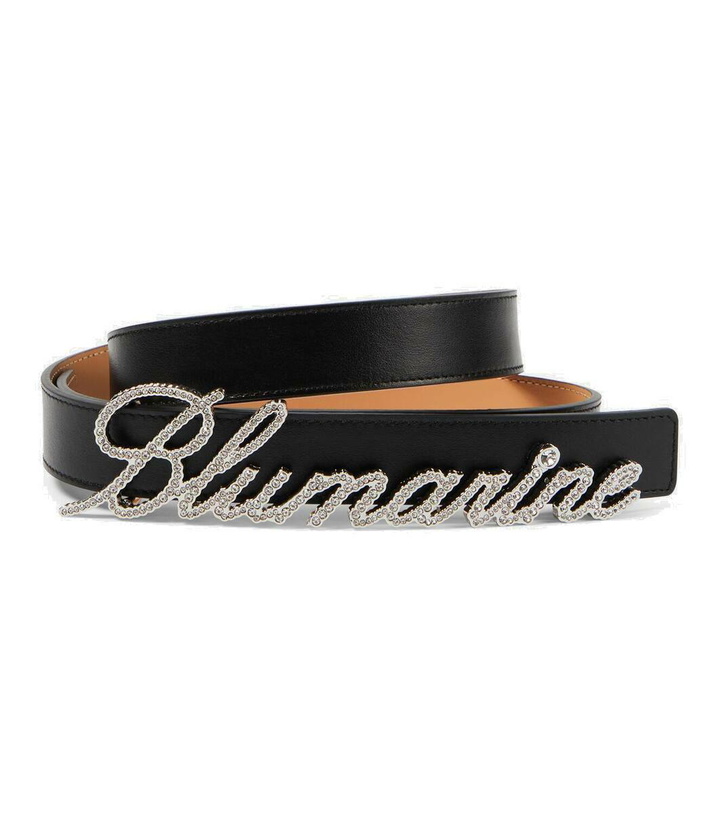 Photo: Blumarine Logo embellished leather belt