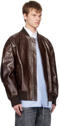 JW Anderson Brown Leather Bomber Jacket