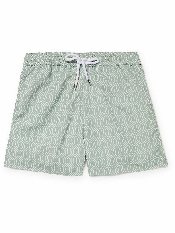 Photo: Frescobol Carioca - Straight-Leg Short-Length Printed Swim Shorts - Green