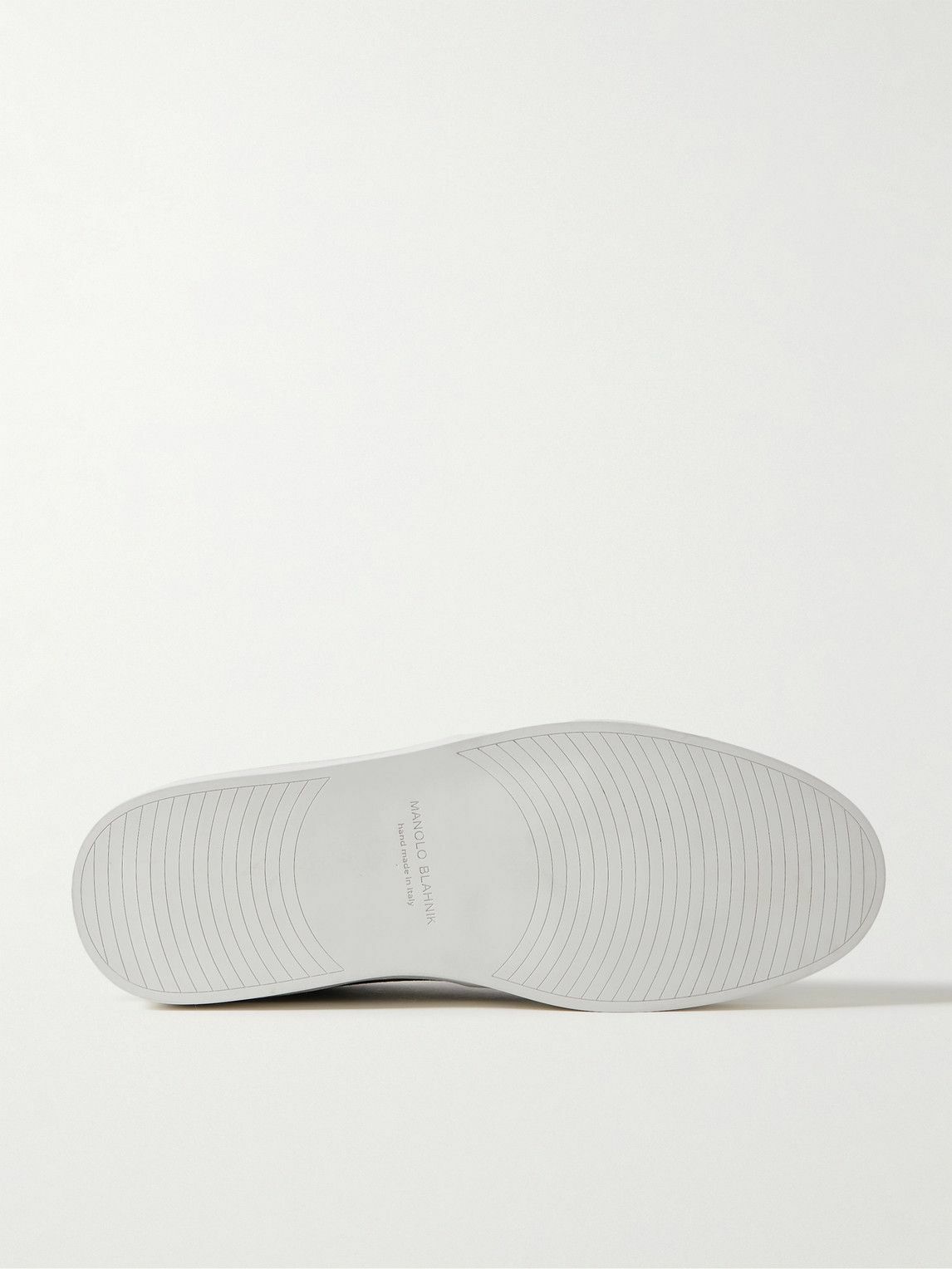 Manolo Blahnik - Nadores Suede and Croc-Effect Leather Slip-On Sneakers - Brown