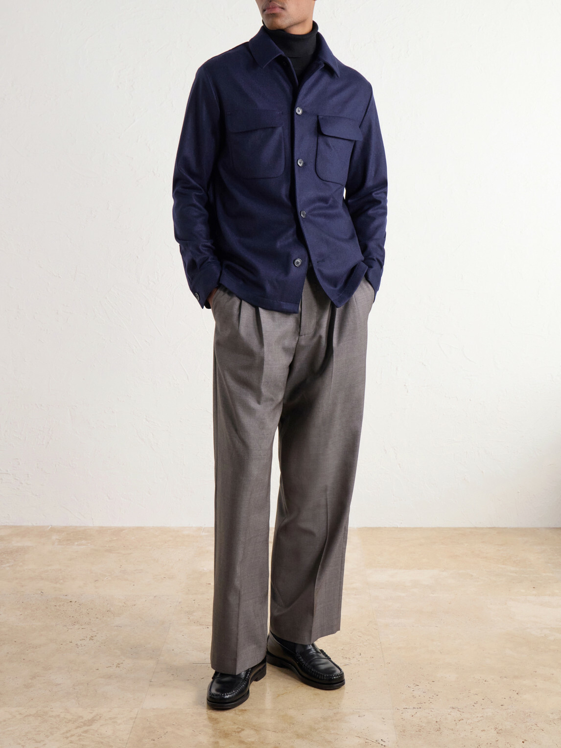 Slowear - Incotex Cashmere-Felt Overshirt - Blue