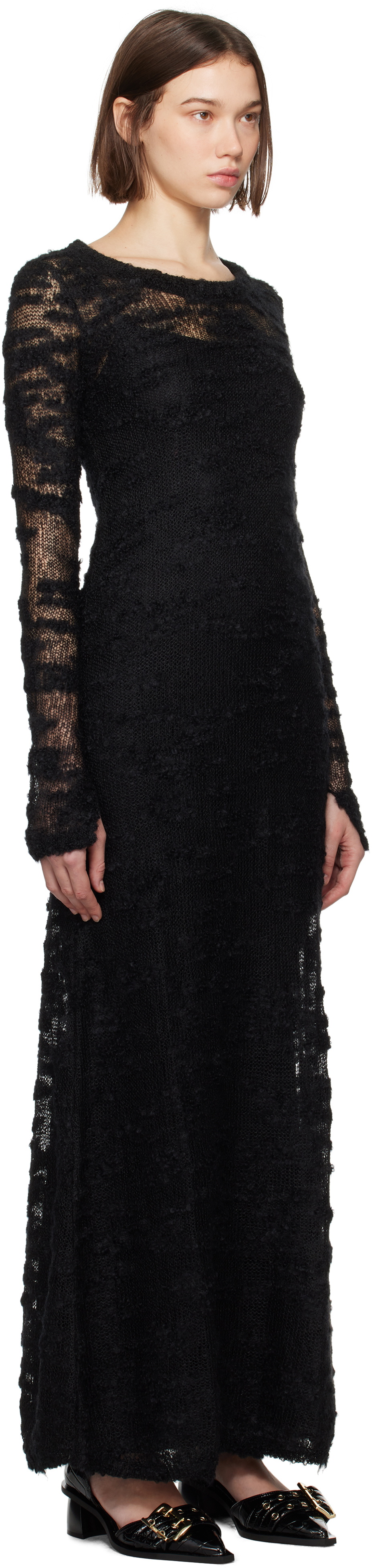 chinese dress ladies Noir Silhouette Boucle Maxi Dress main image 0