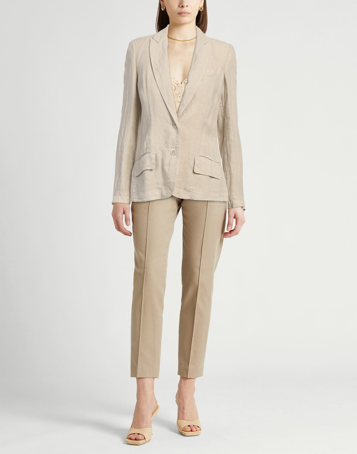 120% Lino Womens Blazer in Beige