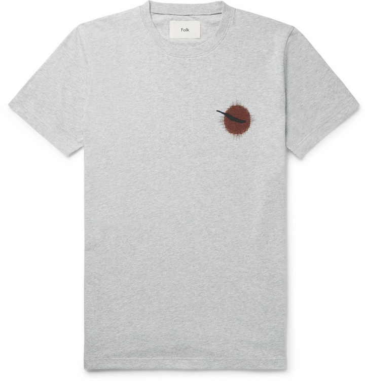 Photo: Folk - Printed Cotton-Jersey T-Shirt - Gray
