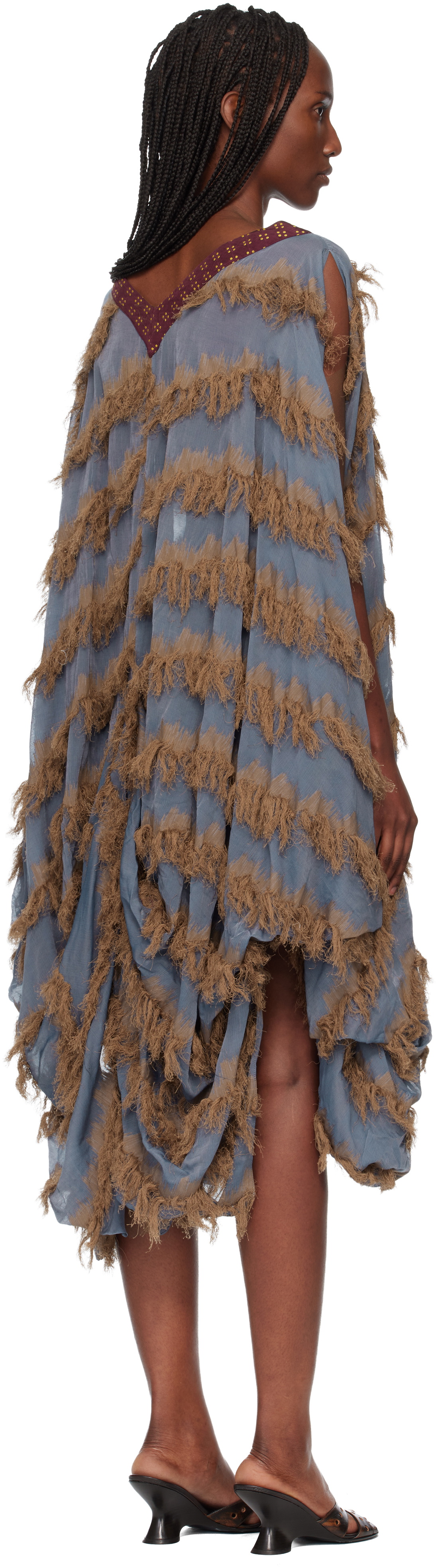 Kiko Kostadinov Blue & Brown Rossi Midi Dress