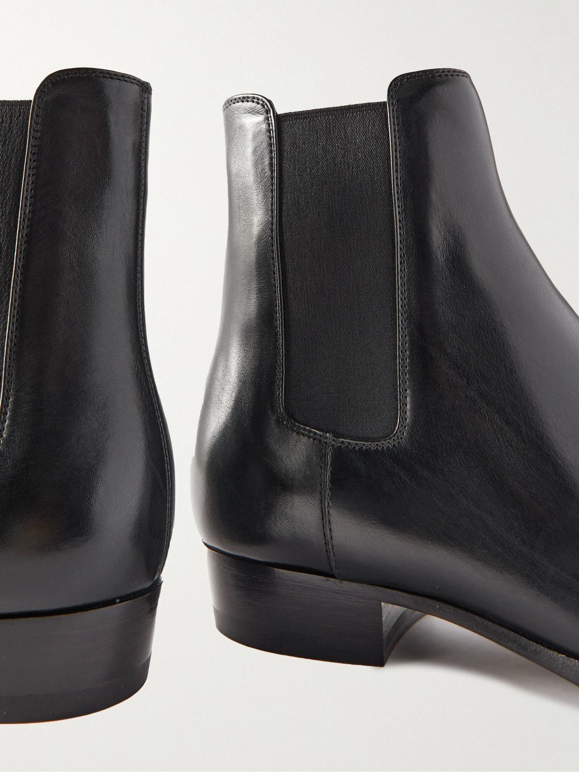 SAINT LAURENT - Wyatt Leather Chelsea Boots - Black Saint Laurent