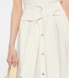 Vince - Belted linen-blend midi skirt