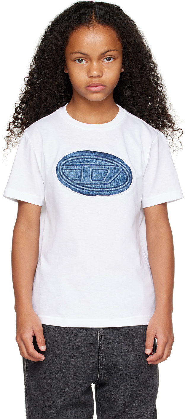 Diesel Kids White Appliqué T-Shirt Diesel