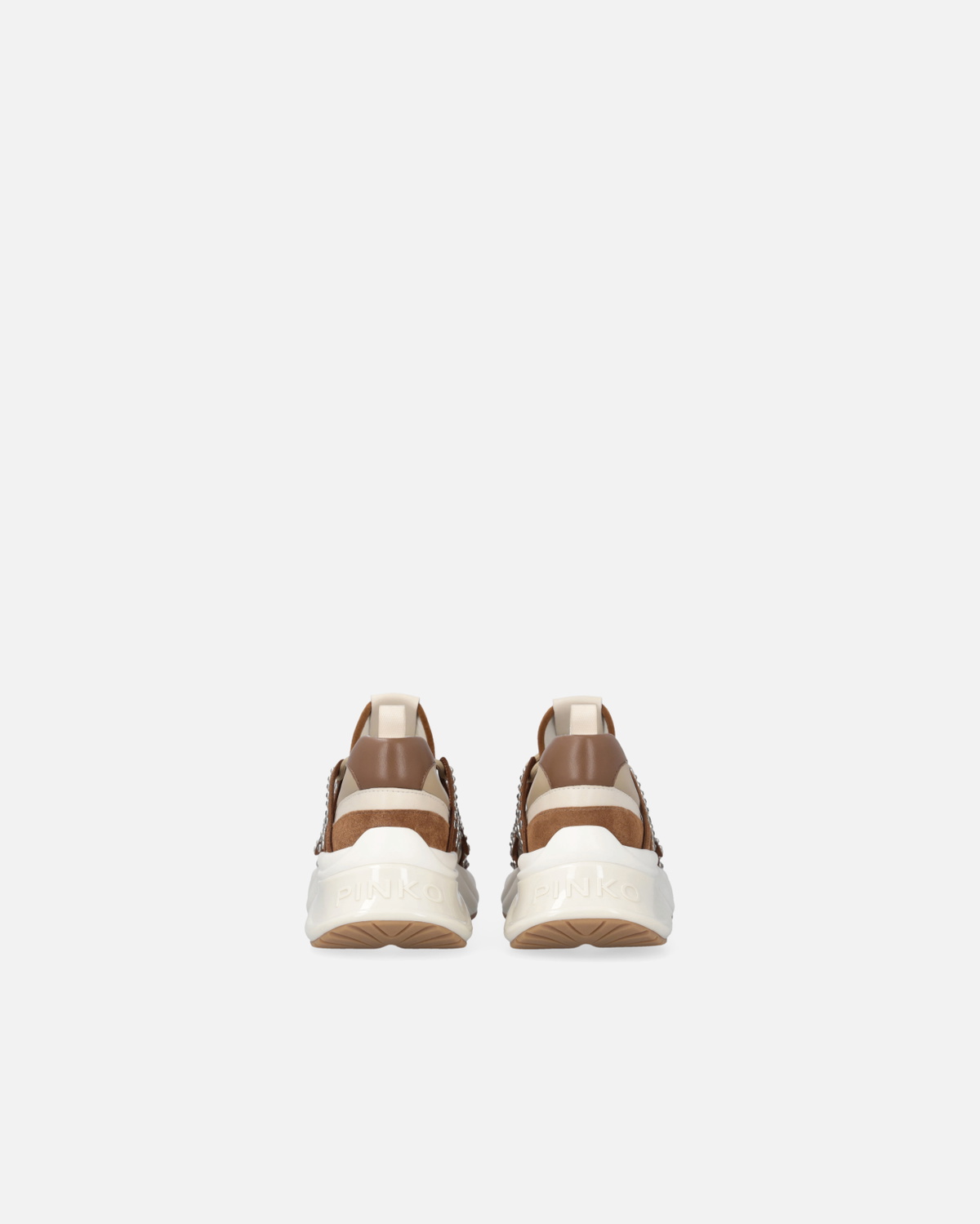 Pinko Ariel Sneakers With Laces And Rhinestones Rope Beige