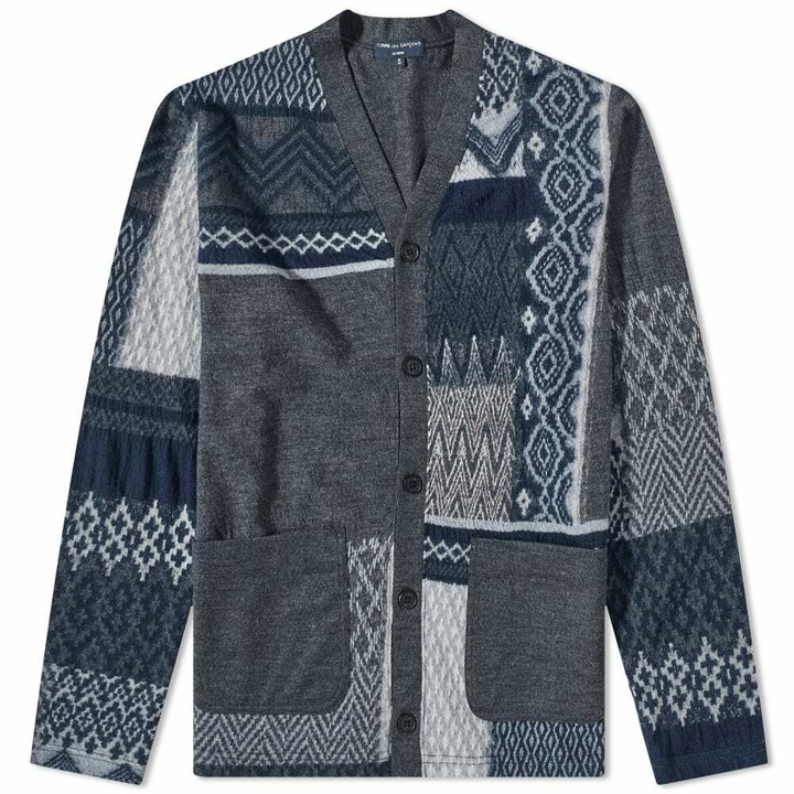 Photo: Comme des Garçons Homme Men's Jaquard Cardigan in Navy/Grey/Charcoal