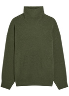 Another Tomorrow Turtle-neck Cashmere and Wool-blend Jumper Dark Green