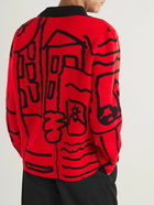 The Elder Statesman - Inner City Arts Merino Wool And Cashmere-Blend Jacquard Sweater - Red