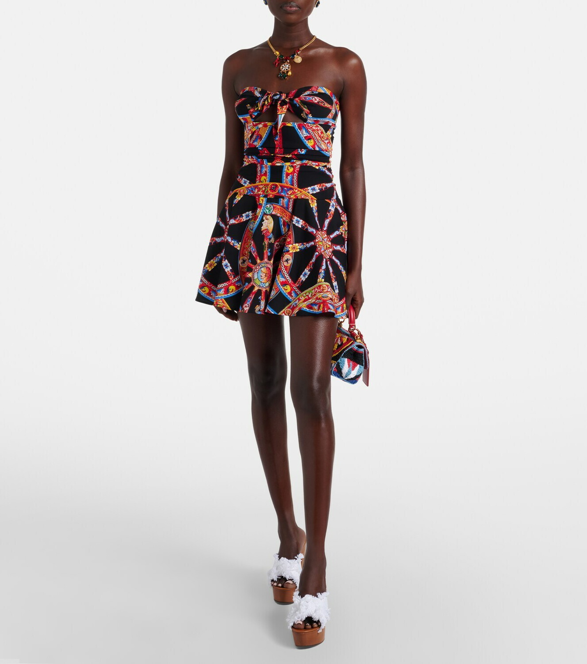 Dolce&Gabbana Printed silk-blend minidress