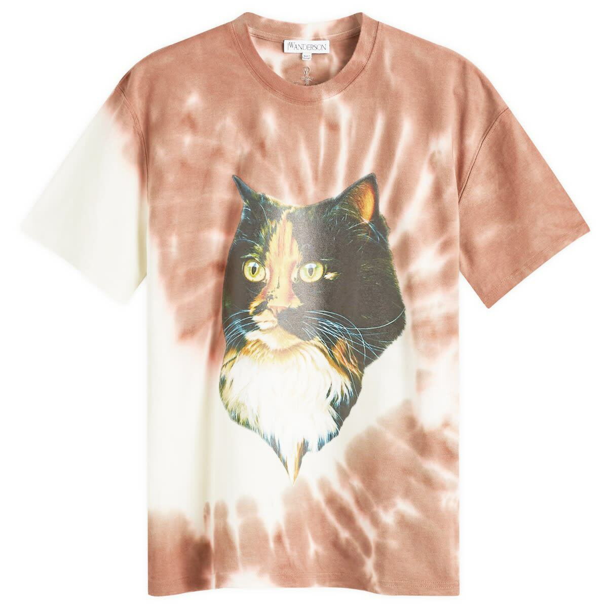 ★J W ANDERSON★ Cat print tie dye short sleeve t-shirt Toba JW Anderson Women's Cat Print Tie Dye T-Shirt in Tobacco JW