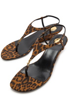 Saint Laurent Cassandra 40 Leopard-print Grosgrain Wedge Sandals