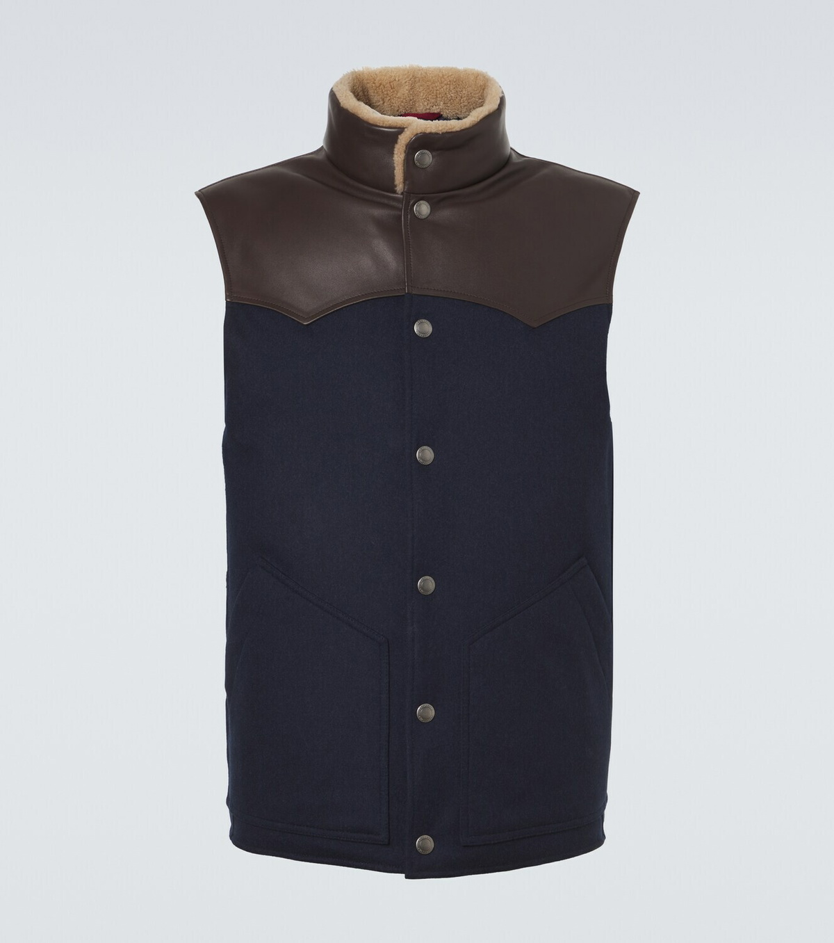 Brunello Cucinelli Shearling-trimmed wool vest
