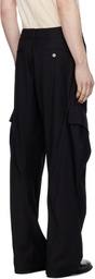 JiyongKim Black Curved Raw Edge Cargo Pants