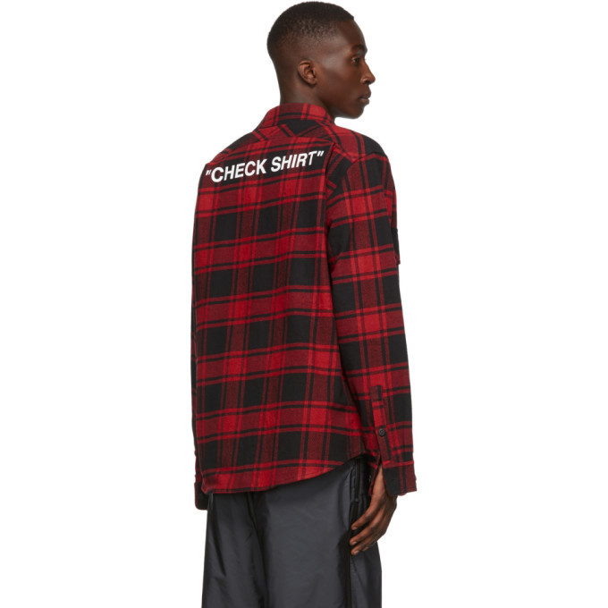 Flannel Red White Off White Shirt Off-White SSENSE Exclusive Red