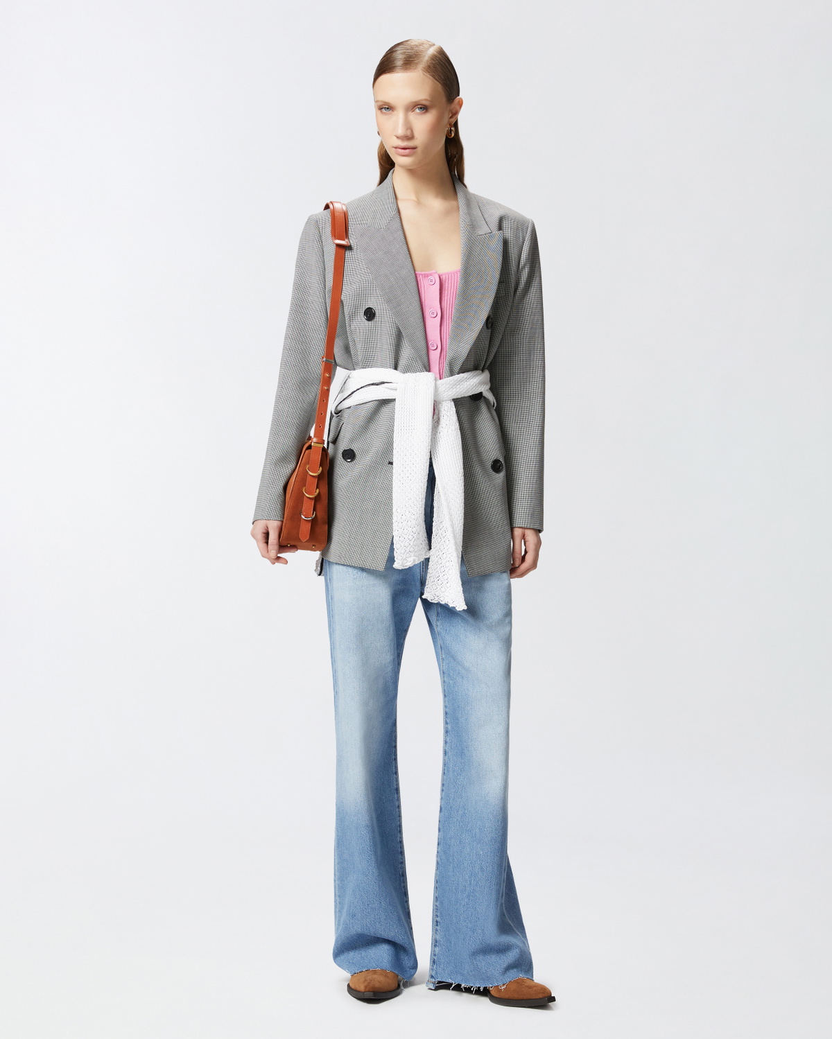 Pinko Cropped Cardigan With Bird Logo On The Back Moonlight Mauve