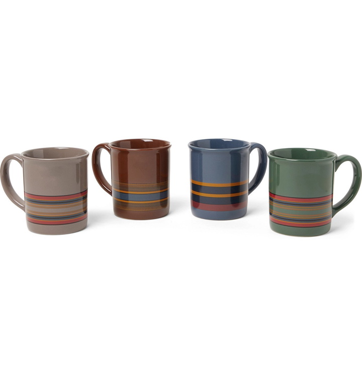 Photo: Pendleton - Camp Stripe Set of Four Printed Ceramic Mugs - Multi