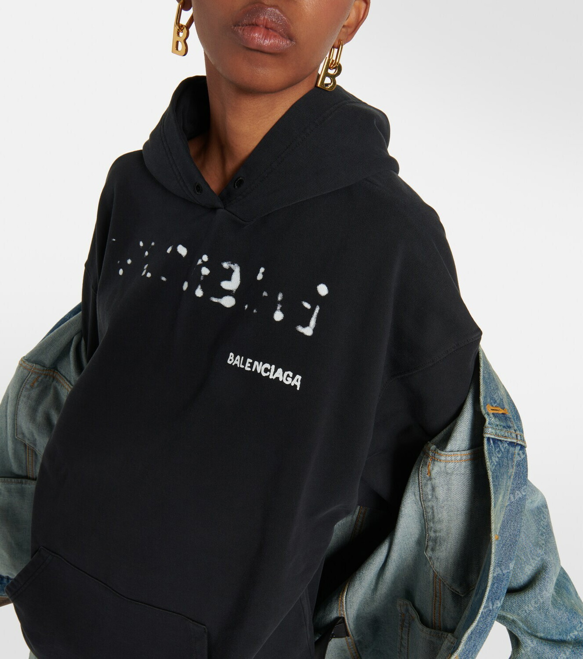 【関税&送料込】Balenciaga Jersey Hoodie BALENCIAGA Embroidered printed cotton-jersey hoodie | NET-A
