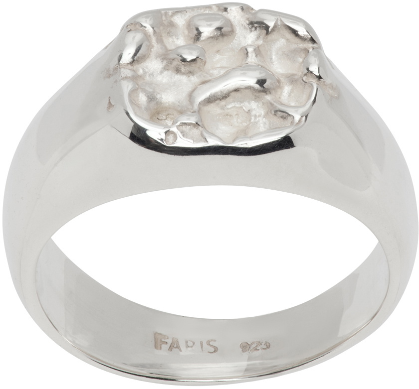 FARIS Silver Roca Crown Signet Ring