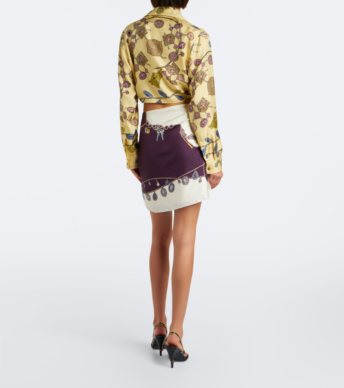 Versace Printed sill twill wrap skirt