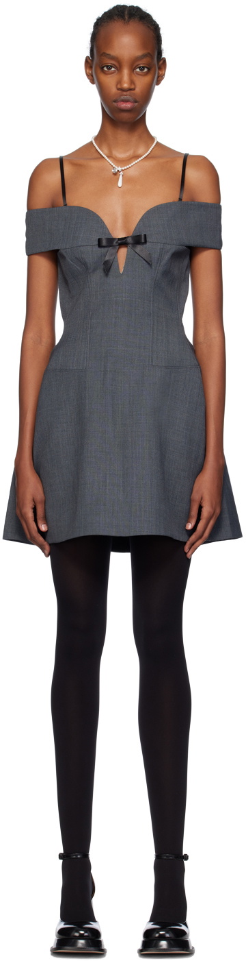 SHUSHU/TONG Gray Curved Minidress Shushu/Tong SHUSHU/TONG Gray Curved Minidress Shushu/Tong