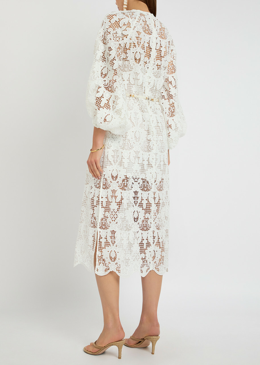 Zimmermann Coco Guipure-lace Midi Dress Ivory Zimmermann