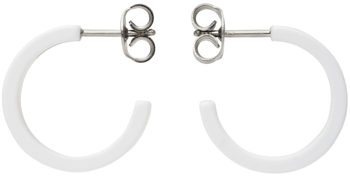 Photo: MM6 Maison Margiela White Minimal Logo Hoop Earrings