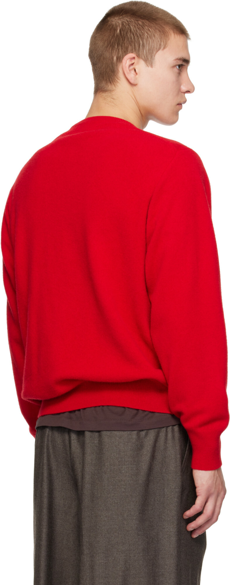 ssstein Red Extra Fine Wool Crewneck Sweater