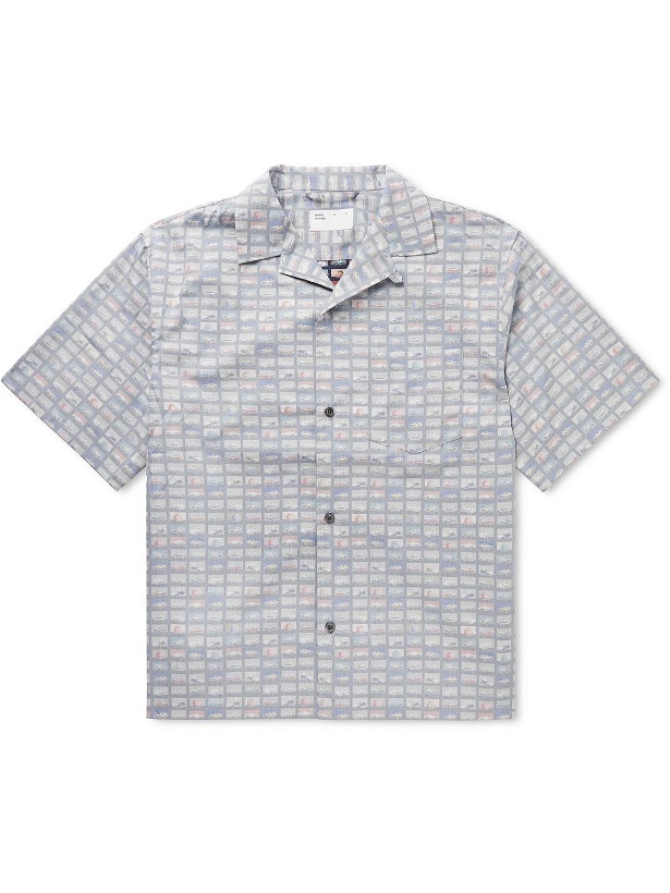 Photo: 4SDesigns - Convertible-Collar Printed Cotton and Lyocell-Blend Shirt - Blue