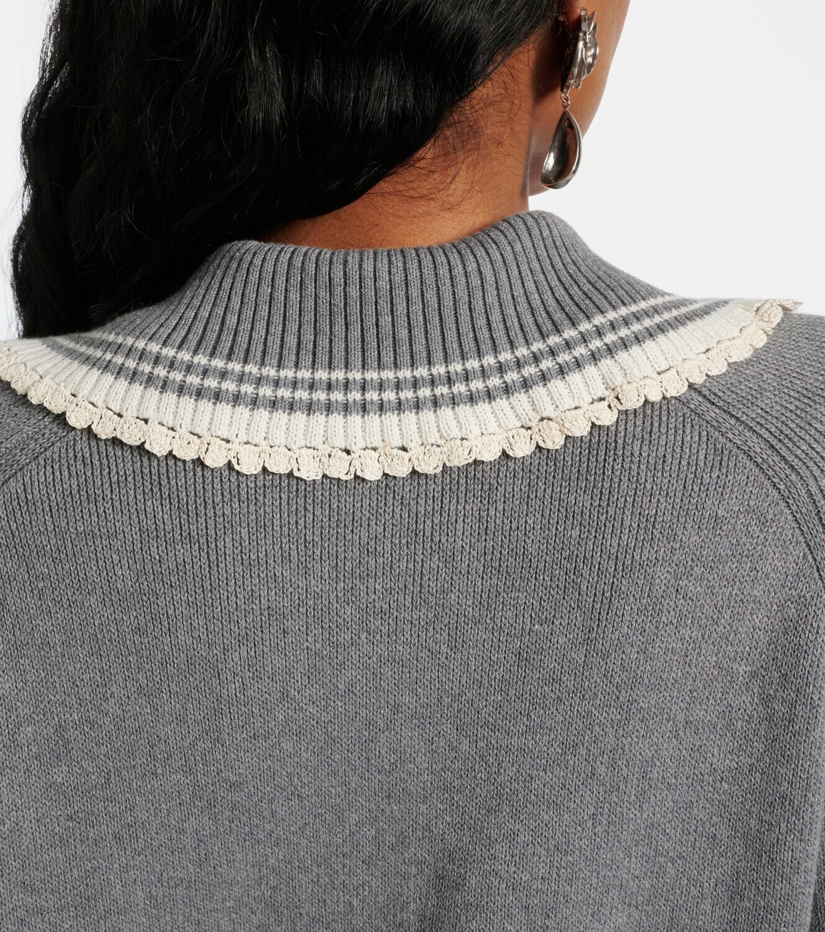 Magda Butrym Crochet-trimmed cotton and cashmere polo sweater
