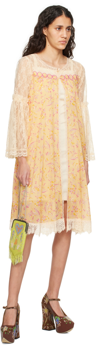 Anna Sui Orange Floral Midi Dress