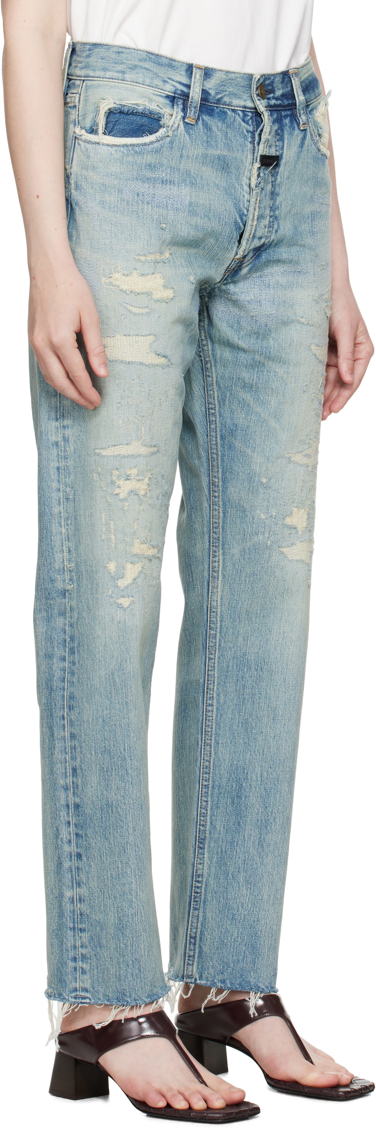 Fear of God Blue Repaired Classic 5 Pocket Jeans