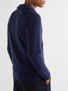 Giorgio Armani - Slim-Fit Double-Breasted Ribbed Wool and Cotton-Blend Cardigan - Blue