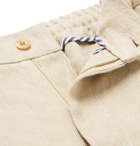 Rubinacci - Tapered Pleated Herringbone Linen Trousers - Neutrals