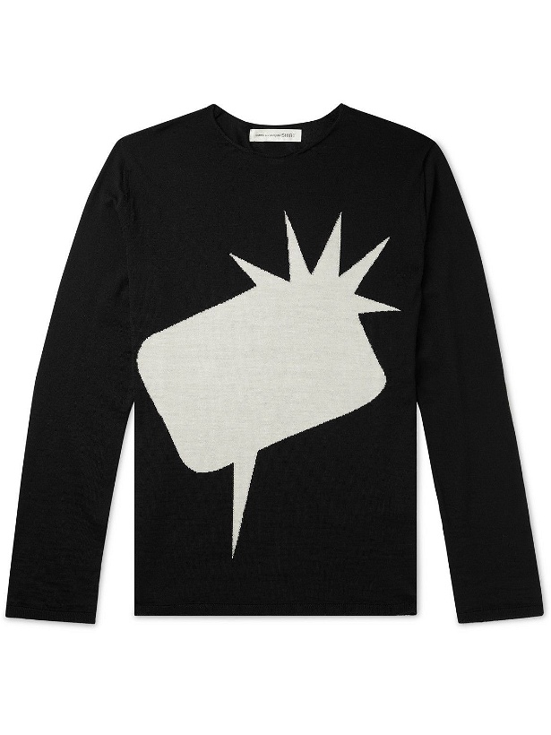 Photo: Comme des Garçons SHIRT - Christian Marclay Intarsia Wool Sweater - Black