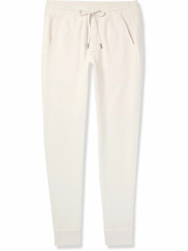 Photo: TOM FORD - Tapered Garment-Dyed Cotton-Jersey Sweatpants - Neutrals