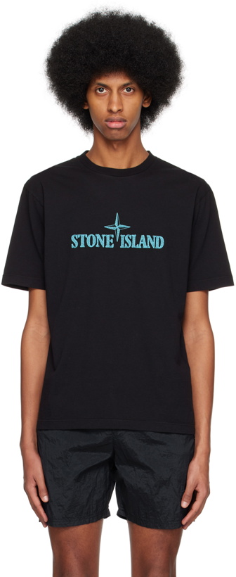 Photo: Stone Island Black Embroidered T-Shirt