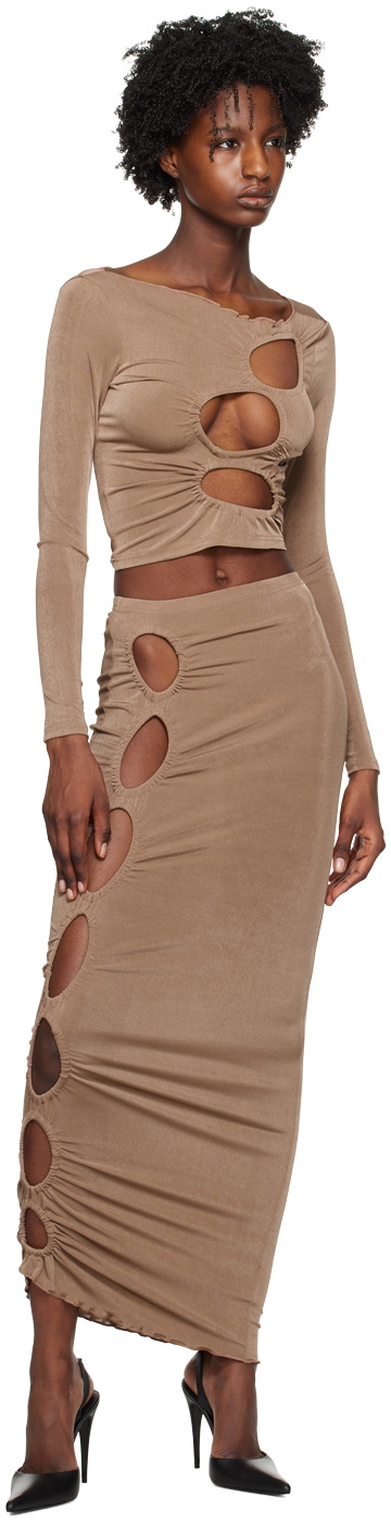TYRELL SSENSE Exclusive Brown Blouse & Midi Skirt Set