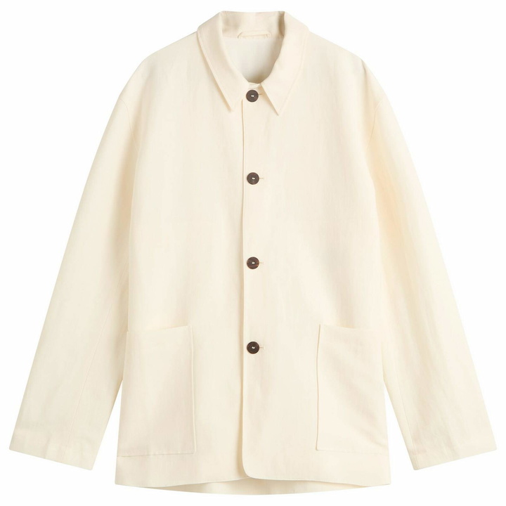 Photo: Studio Nicholson Men's Cotton Linen Shirt Jacket in Parchment