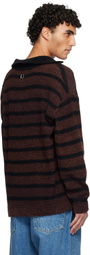 WOOYOUNGMI Brown Striped Collar Polo
